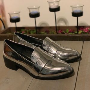 Nine West Silver Metallic Loafers